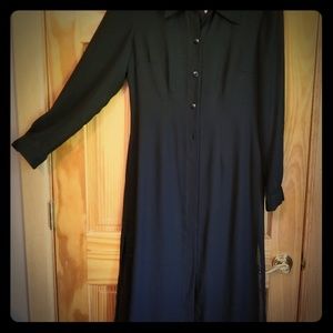 Black lined dress/with long sleeve sheer covering.